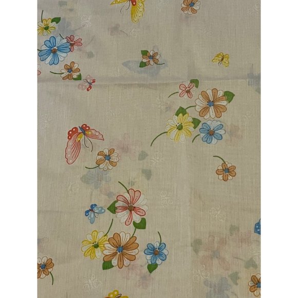 Vtg Thomaston Pink Butterfly Standard Pillow Case Linen Cotton Floral Blue - Picture 7 of 7